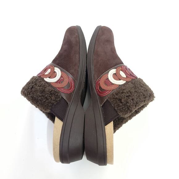 Spenco Clogs Size 9 B Brown Womens Shoe Slip On Faux Fur Suede - Picture 6 of 10